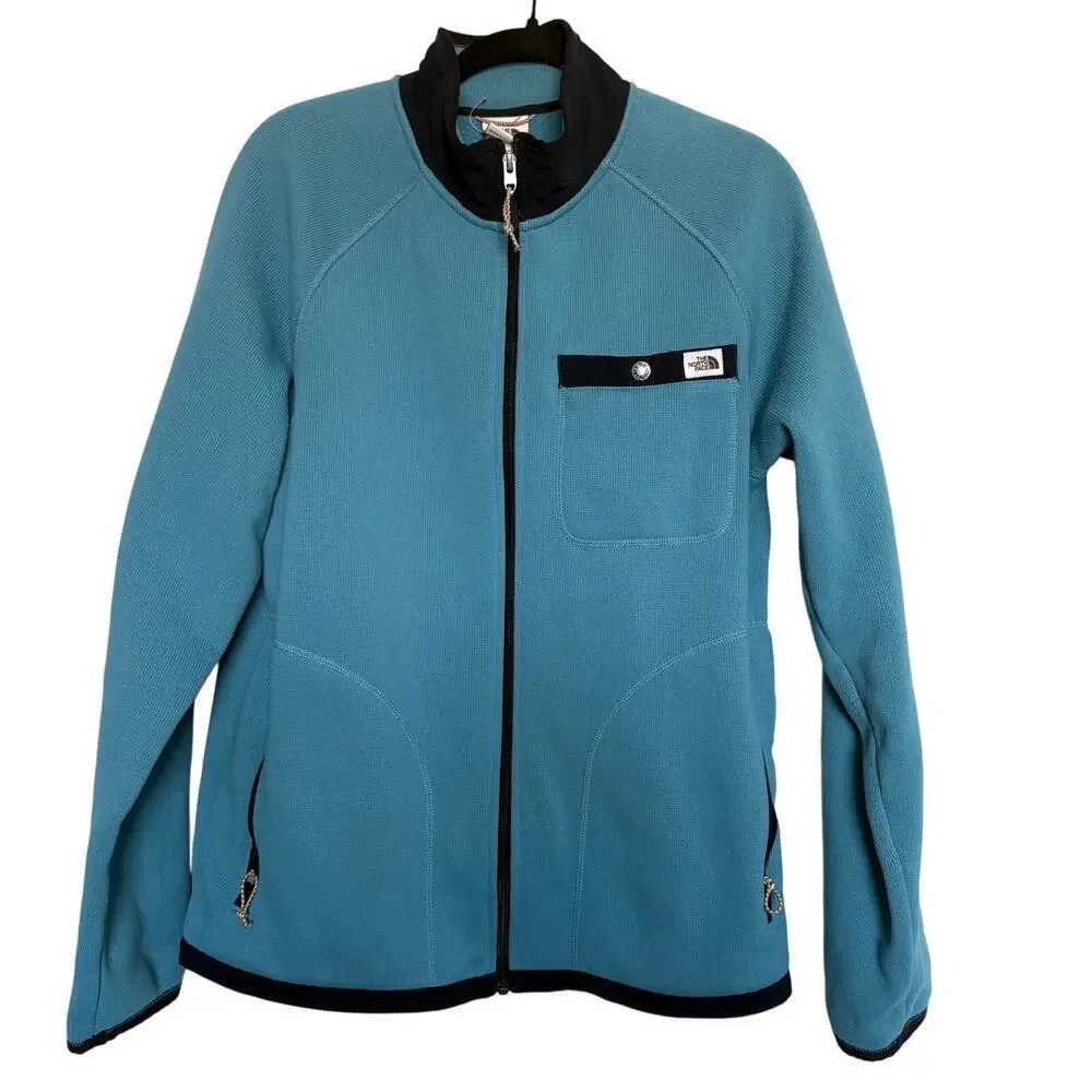 The North Face Mens Blue Zip Jacket M Fleece Lined Outdoor Retro Style GORPCORE